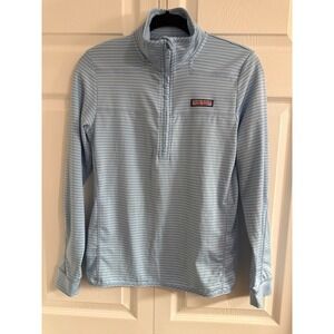 Vineyard‎ Vines The Shep Shirt Quarter Zip Pullover Light Blue Stripe XXS